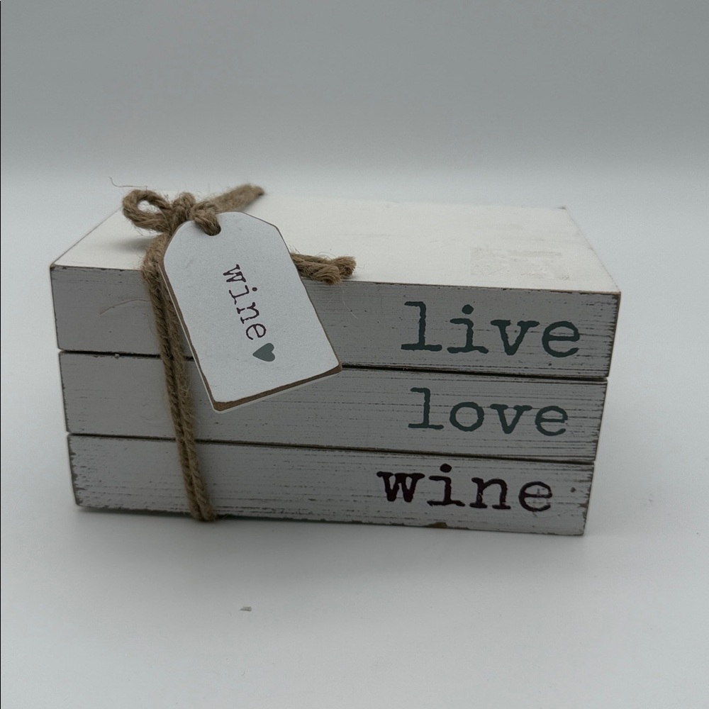 Decorative Wooden Block Set - Live Love Wine